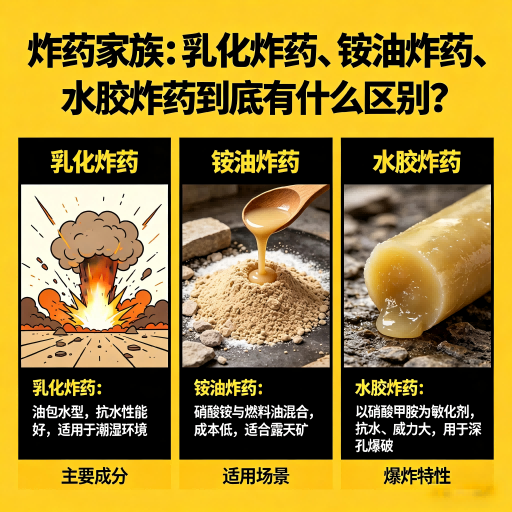 丹巴炸药家族：乳化炸药、铵油炸药、水胶炸药到底有什么区别？